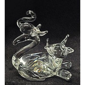 Small Cat mouse hand blown glass figurine